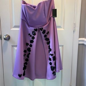 NWT Lilac ELOQUII strapless dress with leatherette flowers size 14w